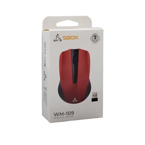 SBOX WM-109 Red | Draadloze Muis | Links- en Rechtshandig | RF | 1000 DPI | Rood
