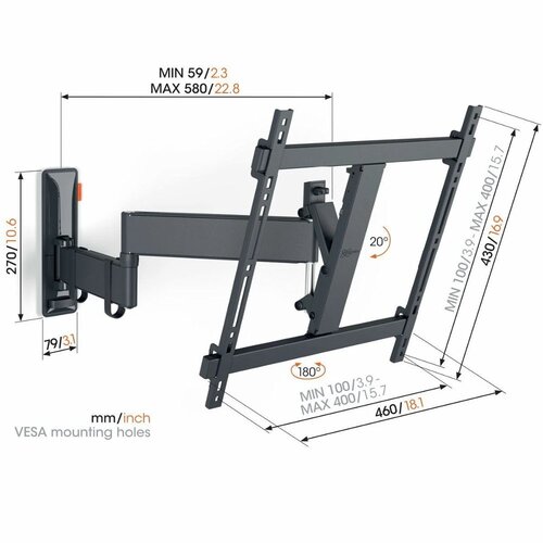 Vogel's Comfort TVM3445 | Draai- en kantelbare TV-beugel | 32-65" | max 25kg | VESA 400x400