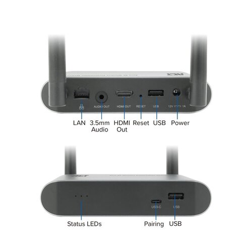 ACT Aero 4K Draadloos Presentatiesysteem (AC7960) | 4K (3840x2160) | USB-C | HDMI | Plug and Play | Multi User | Split Screen