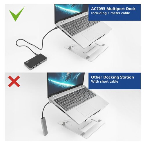 ACT AC7093 | USB-C 4K Docking Station | 2x HDMI + Ethernet + USB-C/USB-A + PD | 1m Kabel ACT AC7093 | USB-C 4K Docking Station | 2x HDMI + Ethernet + USB-C/USB-A + PD | 1m Kabel