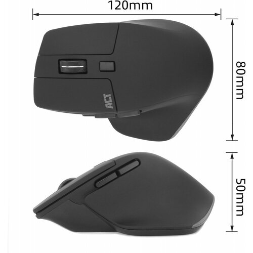ACT AC5147 | Draadloze Multi-Connect Muis | Bluetooth en USB-A Ontvanger | Oplaadbaar | 4800 DPI | Stille Klik | Zwart