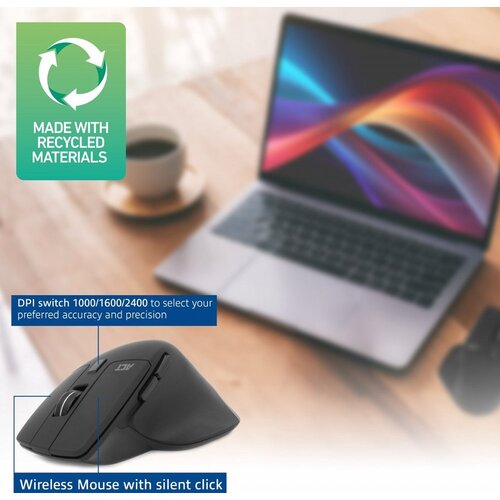 ACT AC5147 | Draadloze Multi-Connect Muis | Bluetooth en USB-A Ontvanger | Oplaadbaar | 4800 DPI | Stille Klik | Zwart