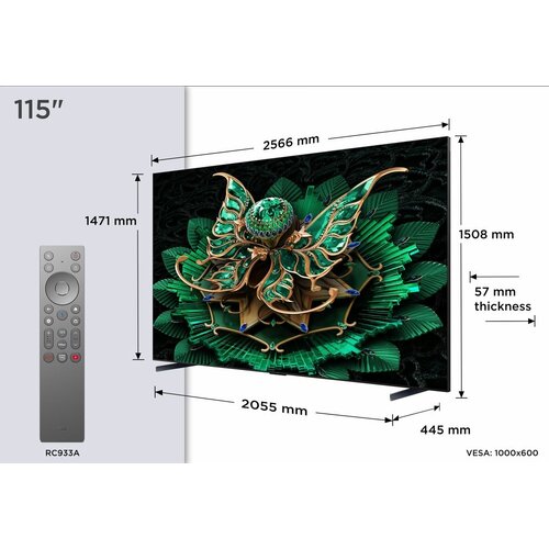TCL 115C7K | 115" 4K Ultra HD QD-MiniLED | 120Hz | Google TV | HDMI 2.1 | Dolby Vision IQ | Smart TV TCL 115C7K | 115" 4K Ultra HD QD-MiniLED | 120Hz | Google TV | HDMI 2.1 | Dolby Vision IQ | Smart TV