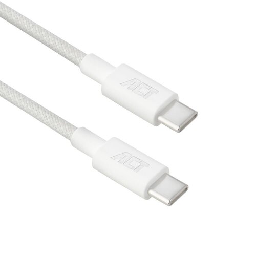 ACT AC3081 | USB 2.0 Kabel | USB-C naar USB-C | 60W | 480Mbps | Wit | 2 Meter