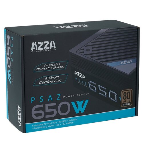 Azza PSAZ-650W | 650 Watt Bronze ATX PSU | Power Supply | Voeding Azza PSAZ-650W | 650 Watt Bronze ATX PSU | Power Supply | Voeding