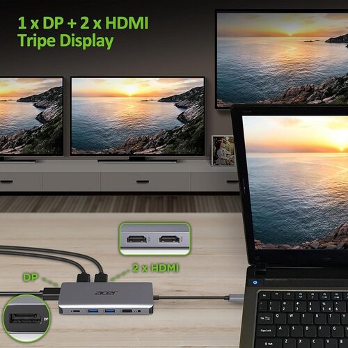 Acer 12-in-1 USB-C Docking Station | Dual HDMI | DisplayPort | Gigabit Ethernet | USB 3.2 Gen 1 Acer 12-in-1 USB-C Docking Station | Dual HDMI | DisplayPort | Gigabit Ethernet | USB 3.2 Gen 1