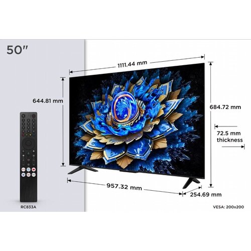 TCL 50T69C | 50" 4K Ultra HD QLED | 60Hz | Google TV | Dolby Vision | HDMI 2.1 | Smart TV