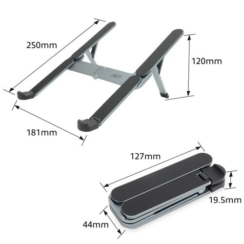 ACT AC8122 | Inklapbare Laptopstandaard tot 15,6" | 6 Verstelbare Standen | Aluminium | Inclusief Reistas ACT AC8122 | Inklapbare Laptopstandaard tot 15,6" | 6 Verstelbare Standen | Aluminium | Inclusief Reistas