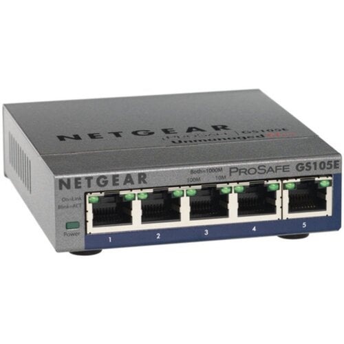 Netgear GS105E-200PES | 5-poorts Gigabit Smart Managed Plus Switch | VLAN/QoS | Webbeheer | Compact Netgear GS105E-200PES | 5-poorts Gigabit Smart Managed Plus Switch | VLAN/QoS | Webbeheer | Compact
