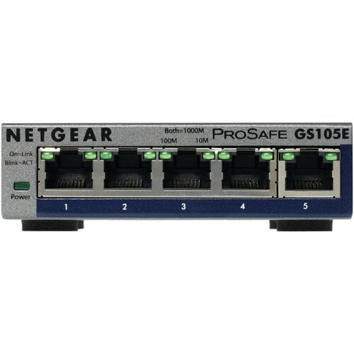 Netgear GS105E-200PES | 5-poorts Gigabit Smart Managed Plus Switch | VLAN/QoS | Webbeheer | Compact Netgear GS105E-200PES | 5-poorts Gigabit Smart Managed Plus Switch | VLAN/QoS | Webbeheer | Compact