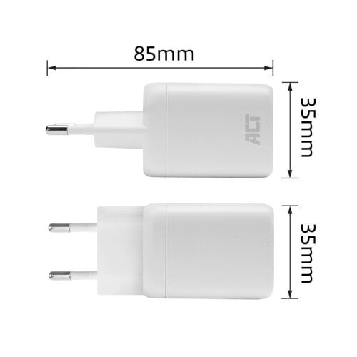 ACT AC2175 | 100W USB-C-lader | 2× USB-C | Power Delivery 3.2 | PPS & AVS | GaNFast ACT AC2175 | 100W USB-C-lader | 2× USB-C | Power Delivery 3.2 | PPS & AVS | GaNFast