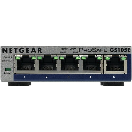 Netgear GS105E-200PES | 5-poorts Gigabit Smart Managed Plus Switch | VLAN/QoS | Webbeheer | Compact