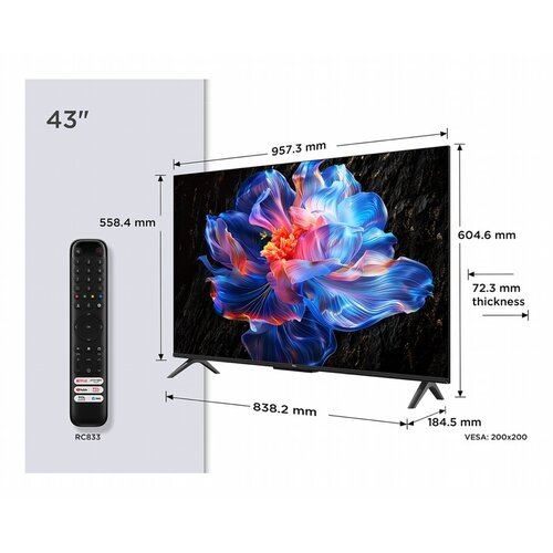 TCL 43P69K 43" | 4K UHD Smart TV | Google TV | Dolby Vision | Zwart TCL 43P69K 43" | 4K UHD Smart TV | Google TV | Dolby Vision | Zwart