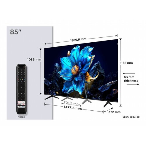 TCL P7K 85P7K | 85" 4K QLED | Google TV | Dolby Vision & HDR10+