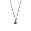 Tulp collier klein, zwart zilver, gouden bolletje