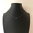 Zwart zilver oogjescollier met gouden bolletje 43cm