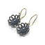 Oorhangers (5 gebold) met parel, zilver zwart