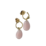 Gouden GSE oorstekers met pink opaal hangers
