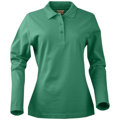 Polo voor dames met lange mouwen frisgroen