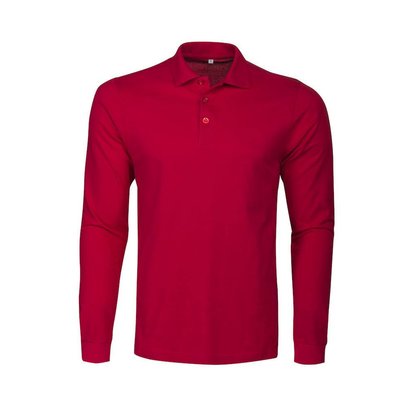 Polo voor heren met lange mouwen rood