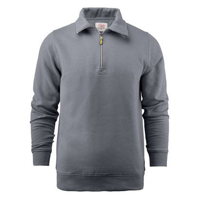 Sweater met rits heren staalgrijs