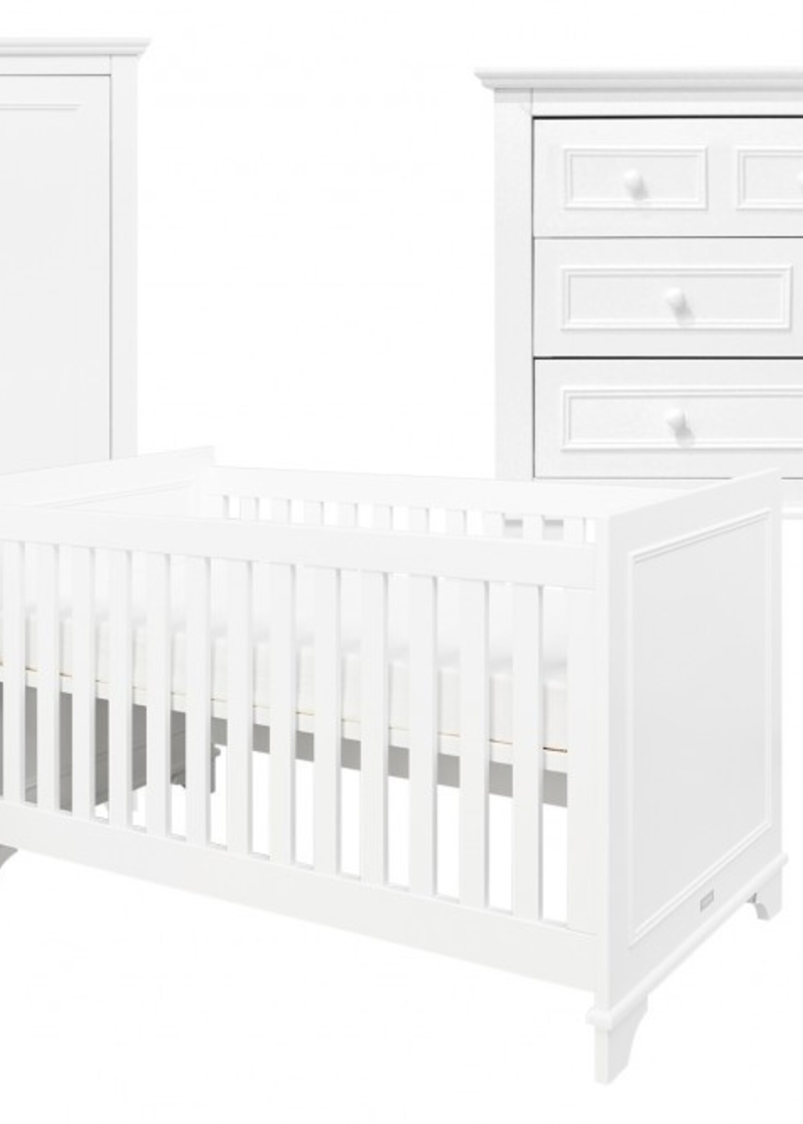 BOPITA Bed 60x120 + Chest of drawers + Closet Charlotte white