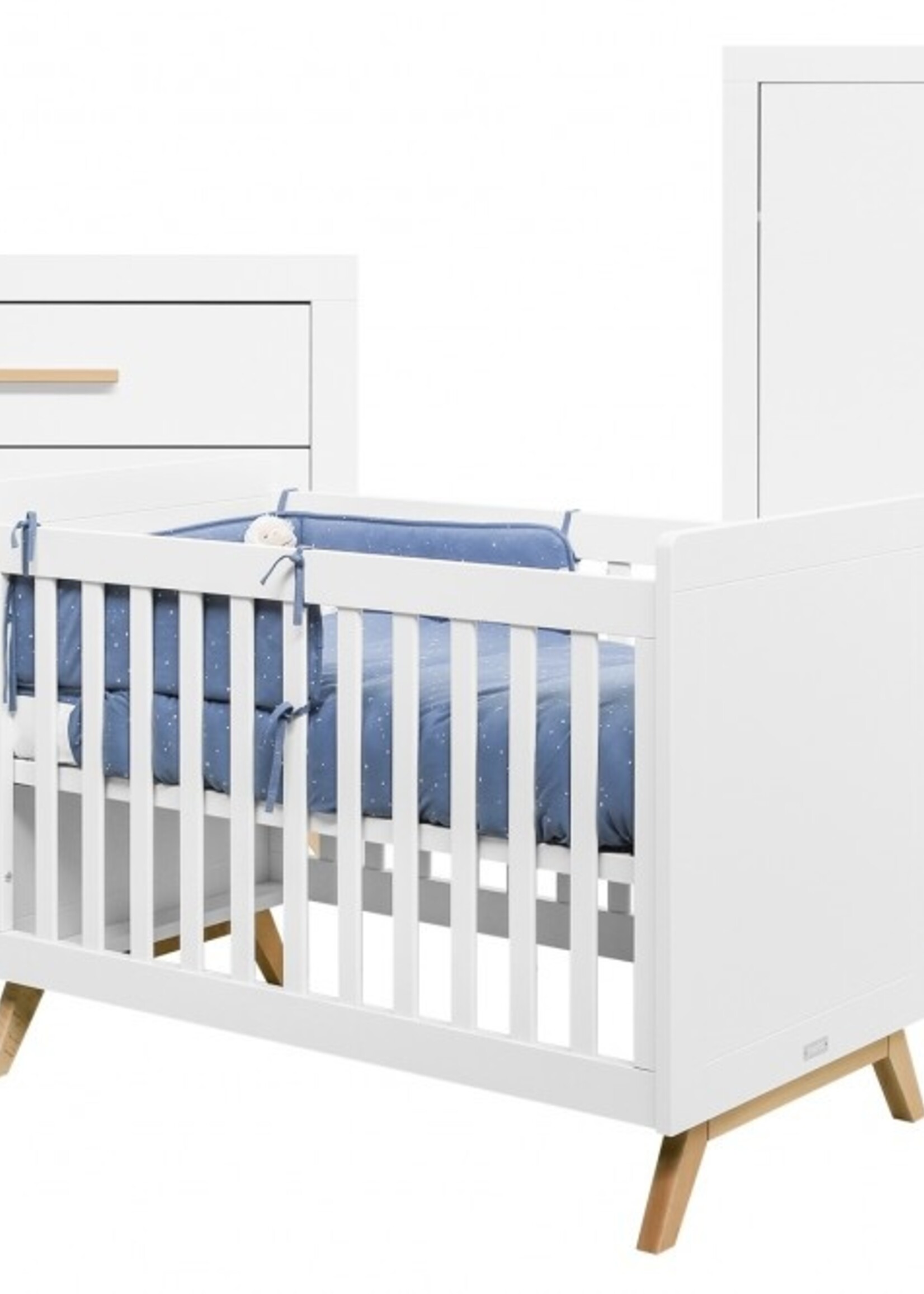 BOPITA Bed 60x120 + Chest of drawers + Closet Fenna white