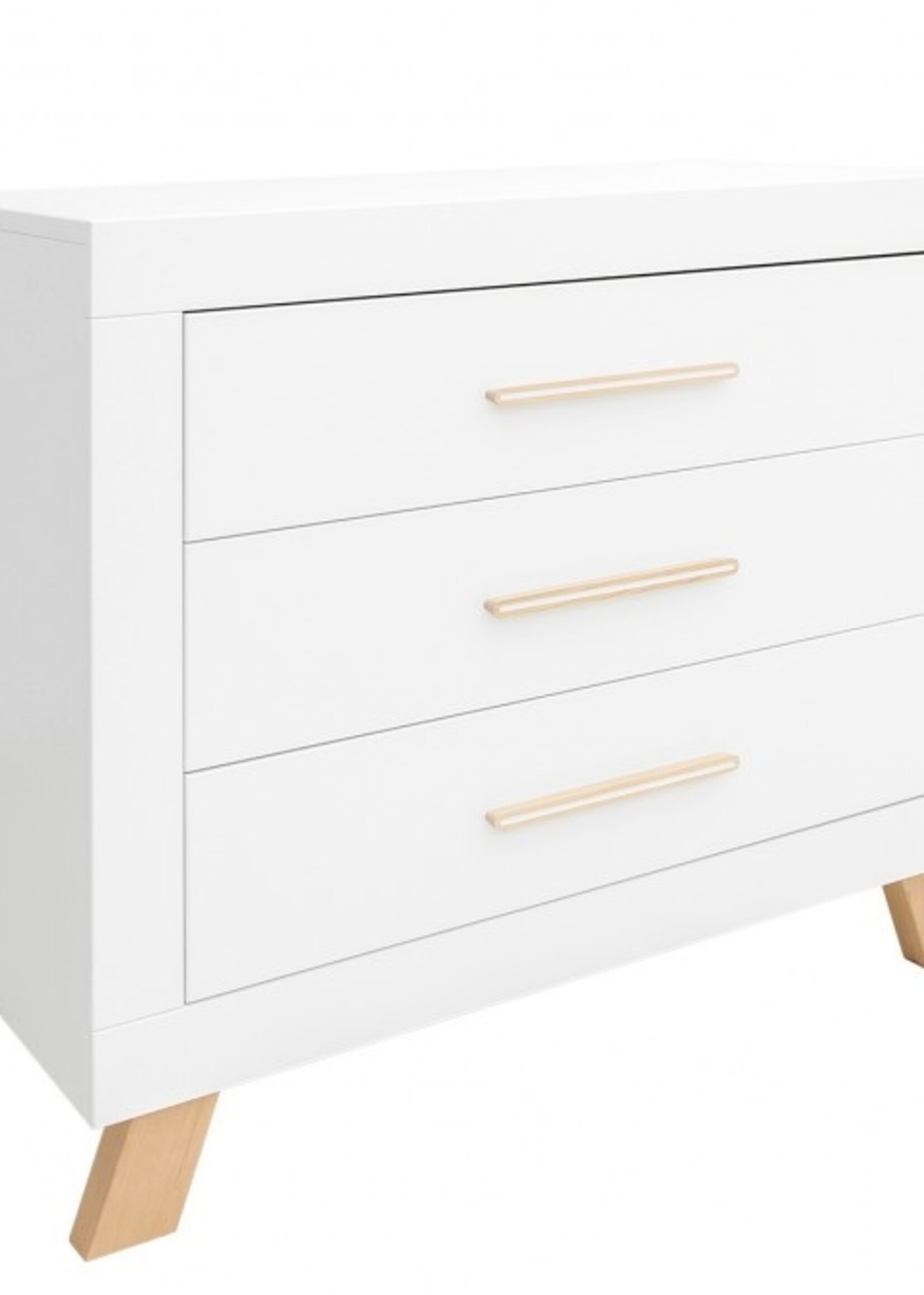 BOPITA Lit 60x120 + Commode + Armoire Lisa blanc / naturel