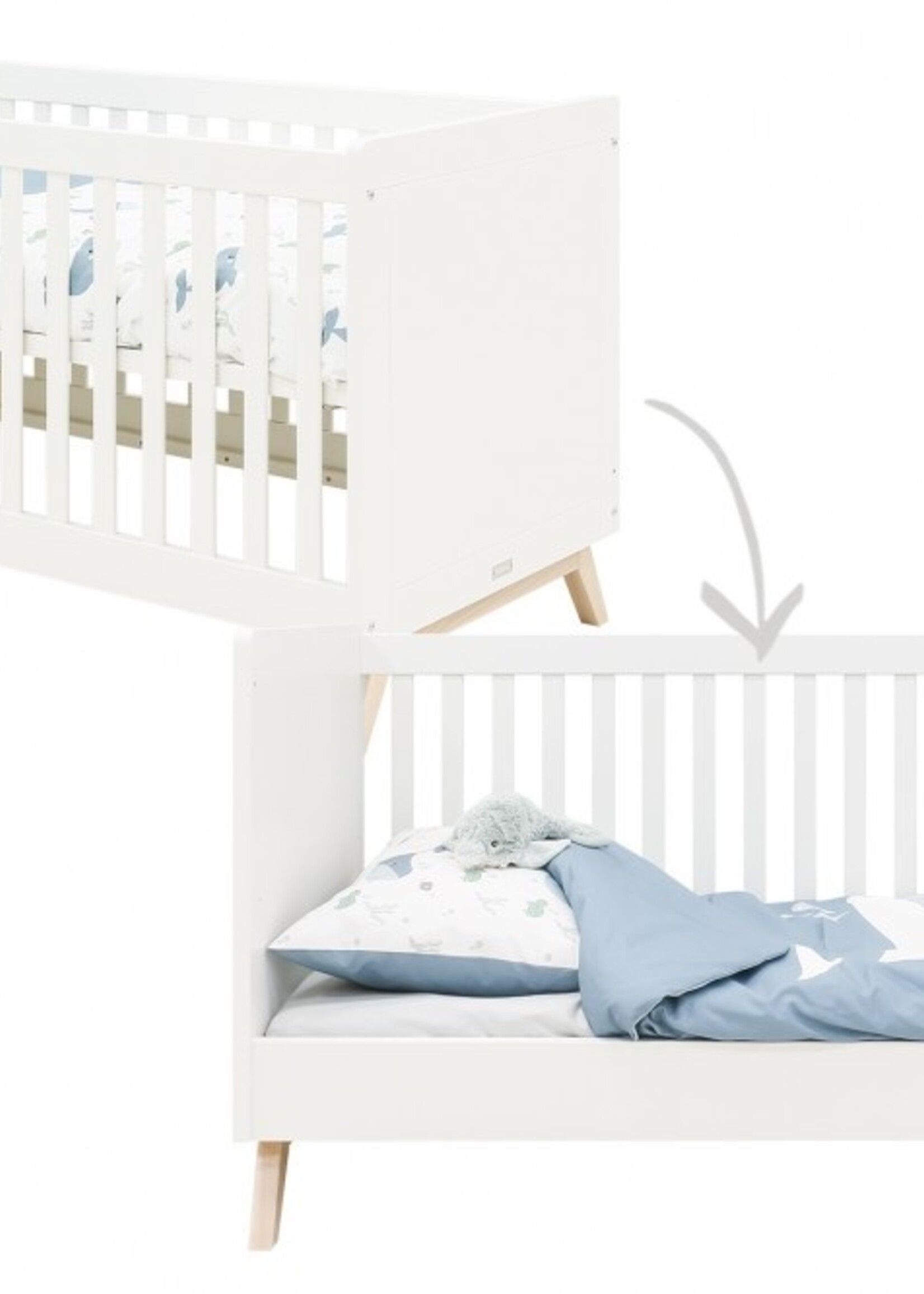 BOPITA Bed 70x140cm Fenna white / natural