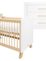 BOPITA Bed 60x120cm + Chest of drawers Lisa white / natural