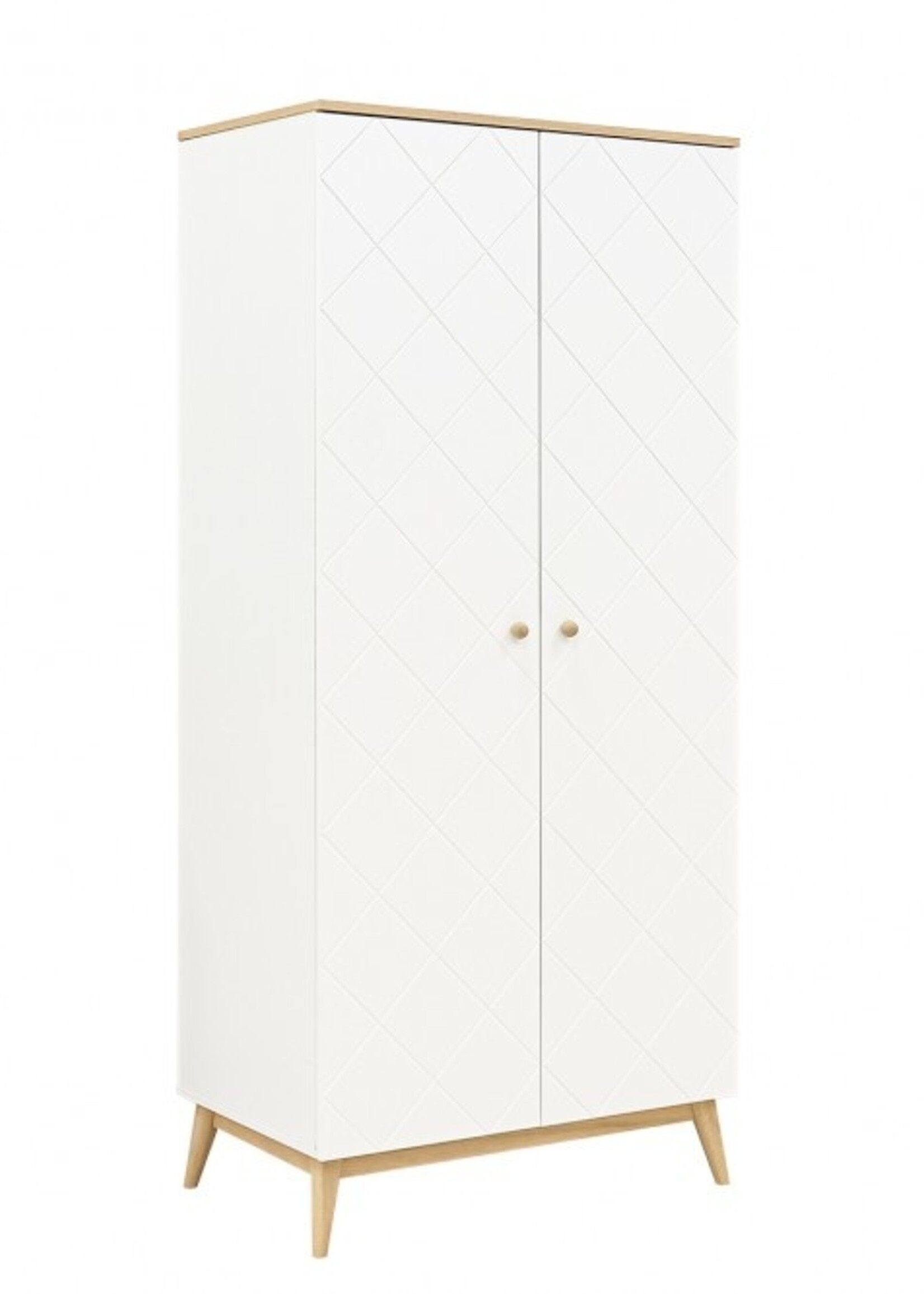 BOPITA Bed 60x120 + Chest of drawers + Closet Paris white / natural