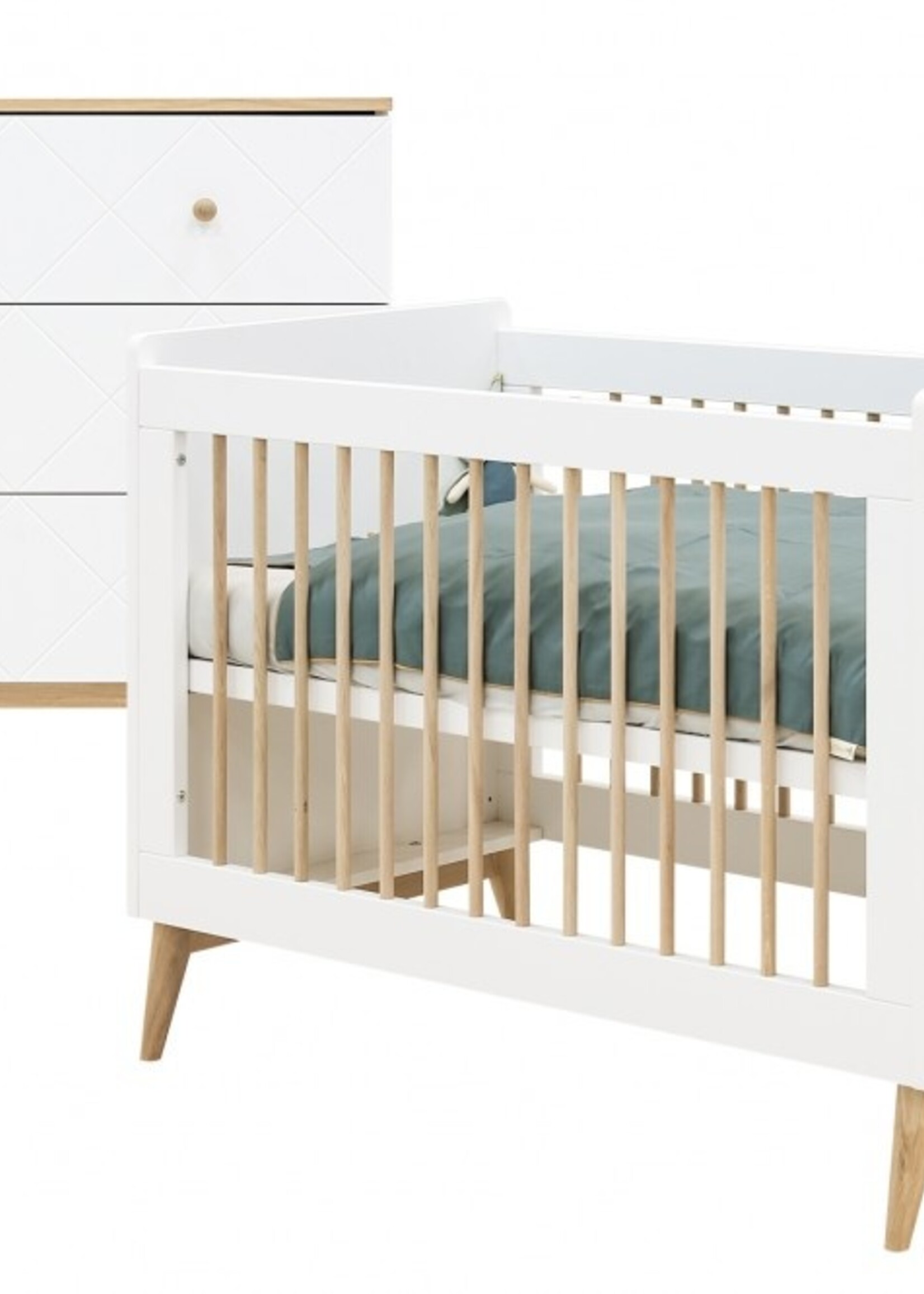 BOPITA Bed 60x120 + Commode Paris wit / naturel