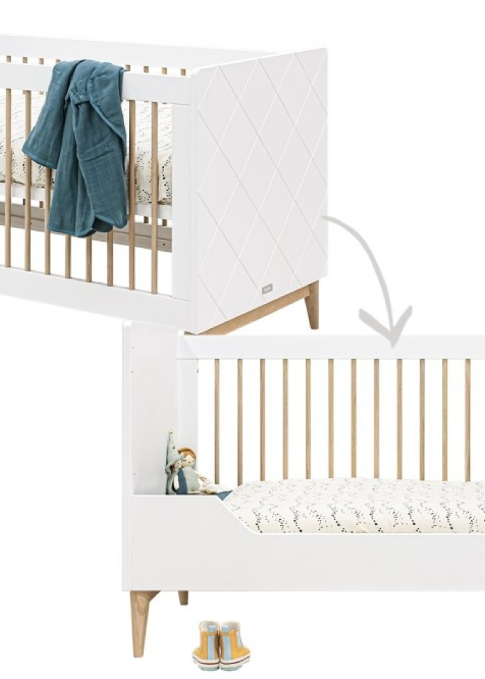 BOPITA Bed 70x140cm Paris wit / naturel