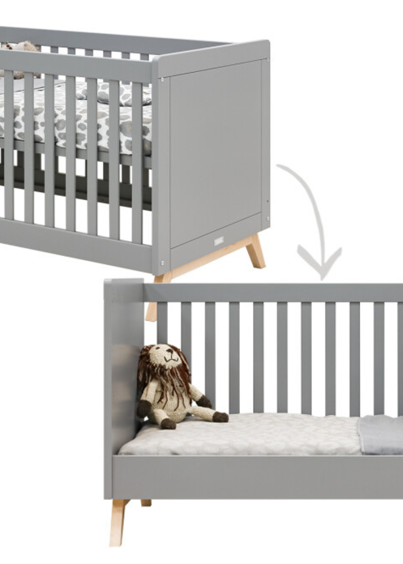 BOPITA Bed 70x140cm Fenna grijs / naturel