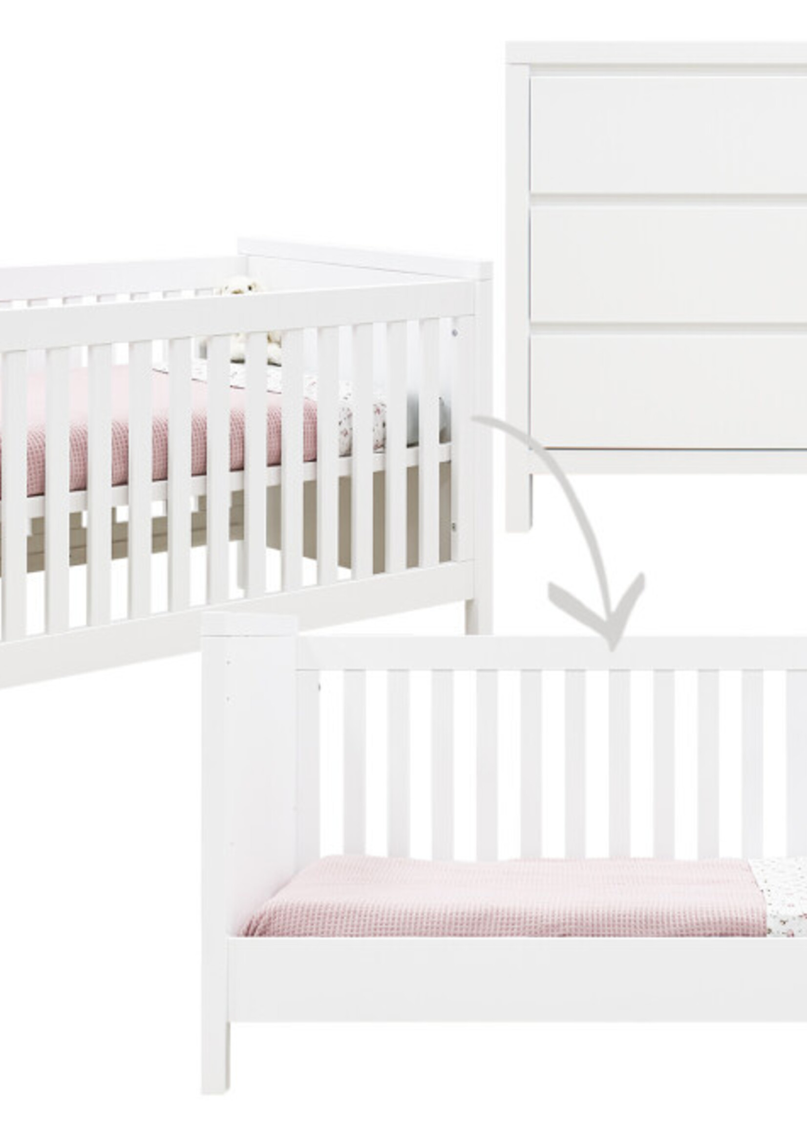 BOPITA Lit 70x140cm + Commode Corsica blanc