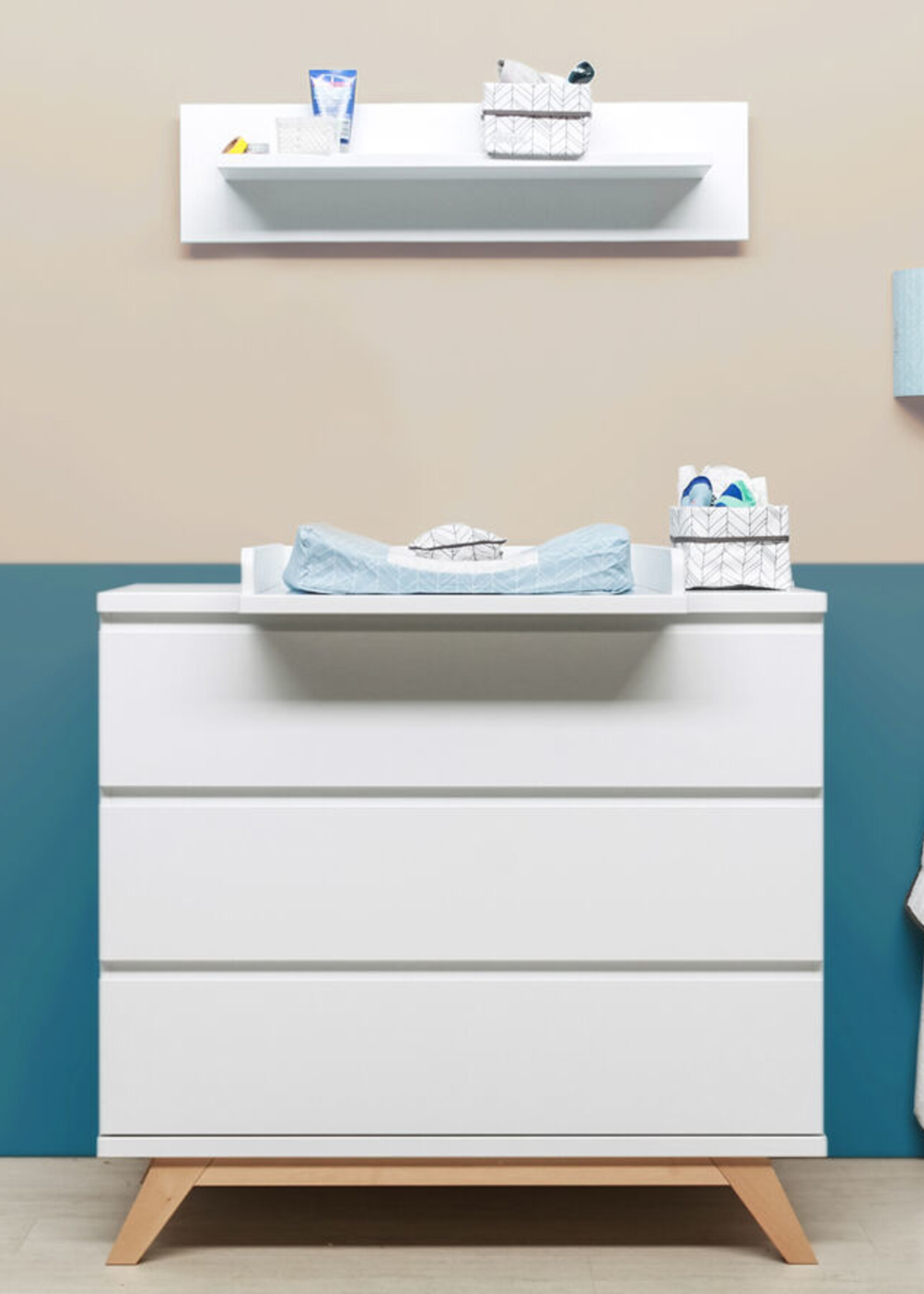 BOPITA Bed 60x120cm + Chest of drawers Lynn white / natural