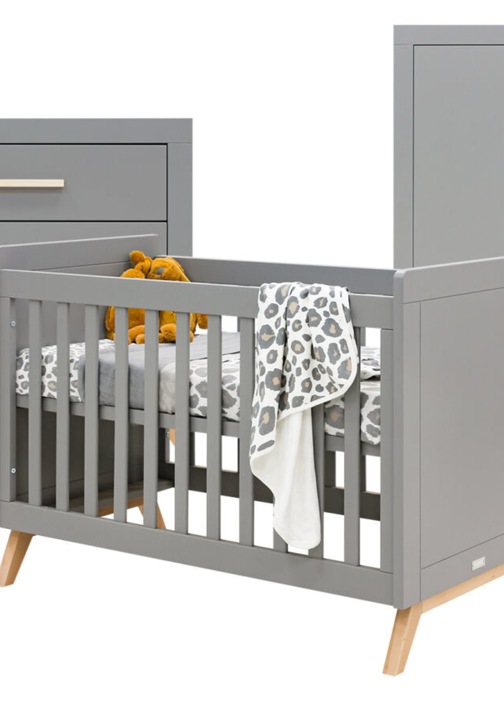 BOPITA Bed 60x120cm + Chest of drawers + Closet Fenna grey