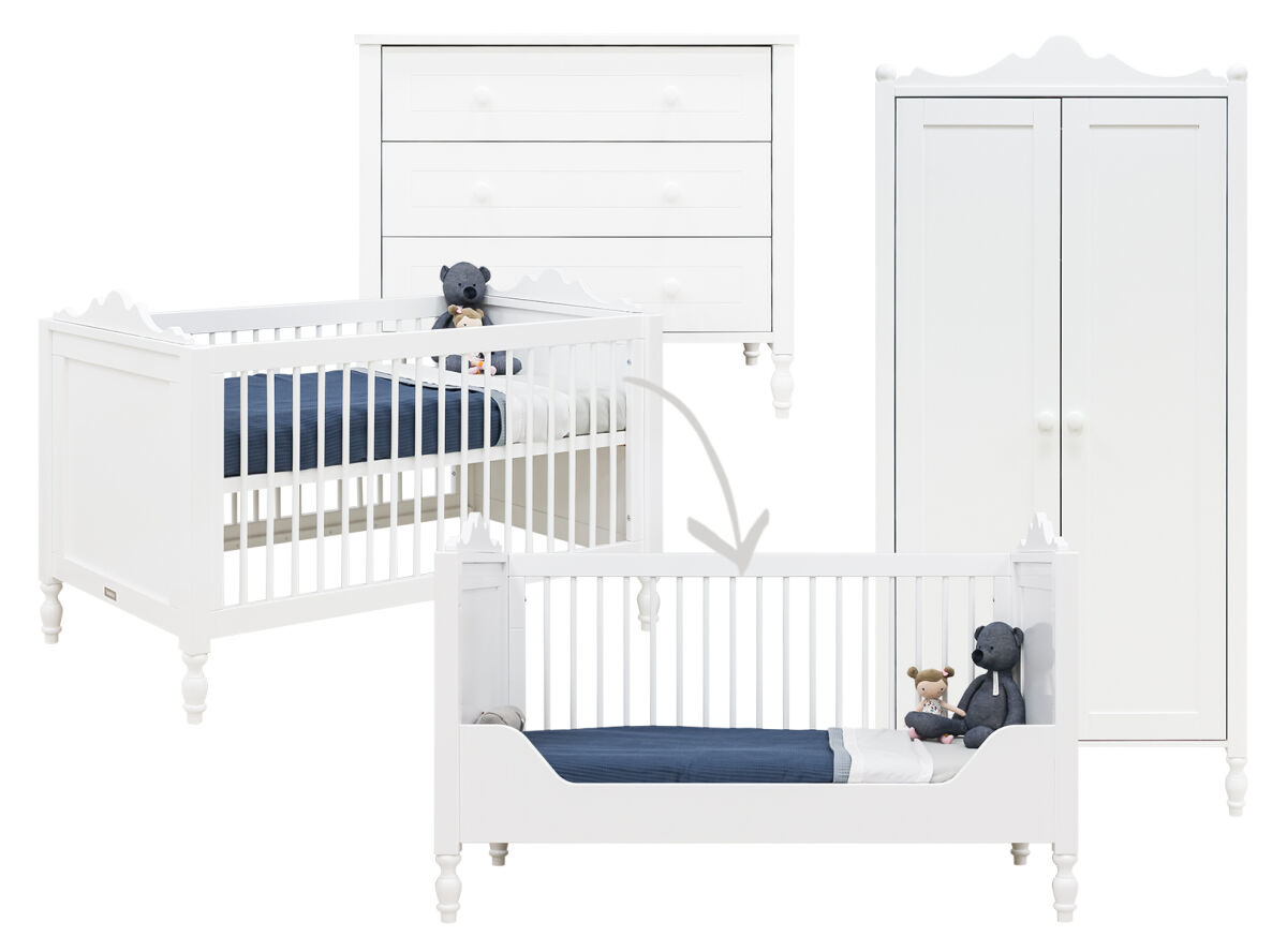 Omdat Transparant korting Bed 70x140cm + Commode + Kast Belle wit - Baby-Kinderkamers.