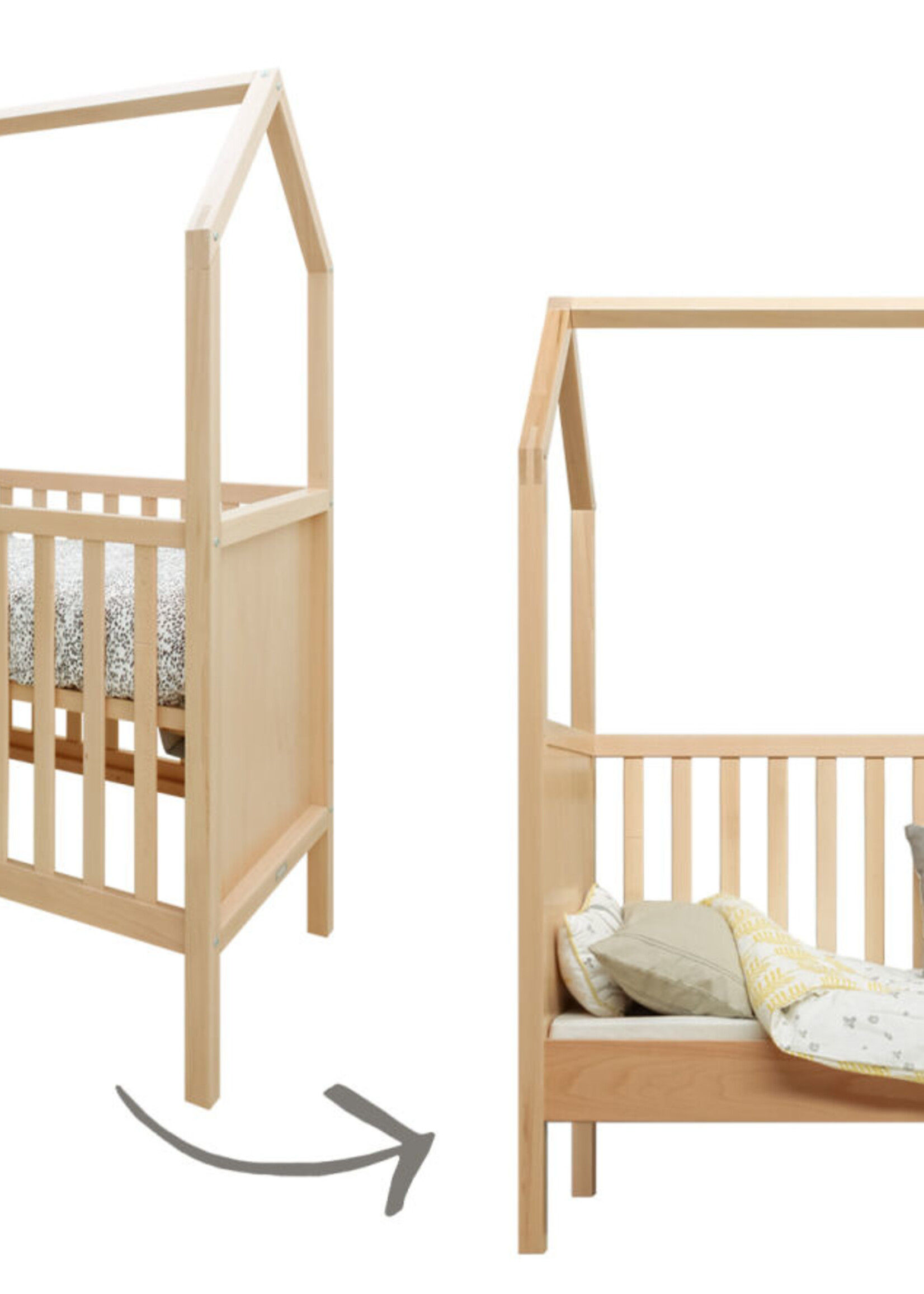 BOPITA Bed 60x120cm My first house naturel