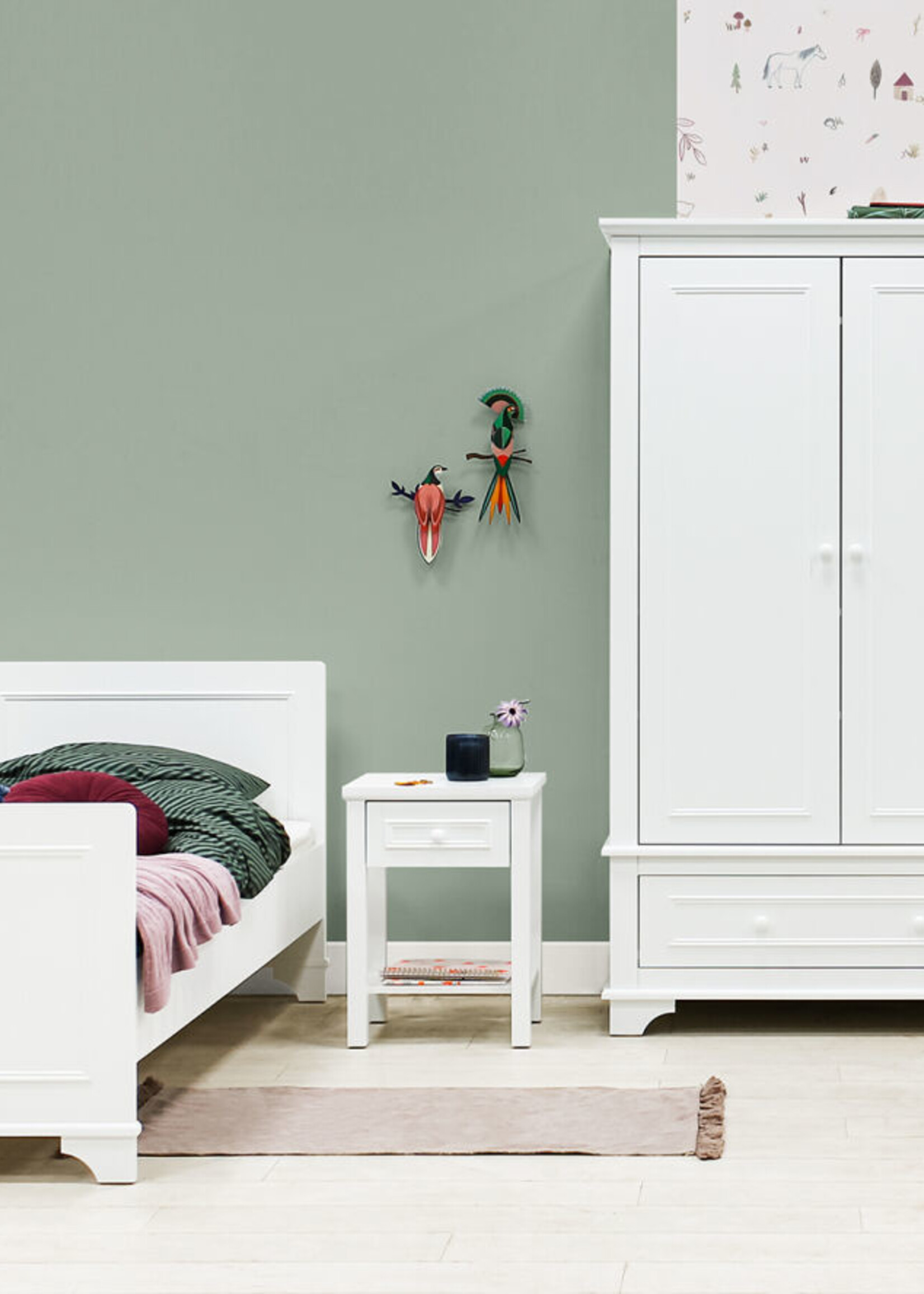 BOPITA Lit 90x200cm Charlotte blanc