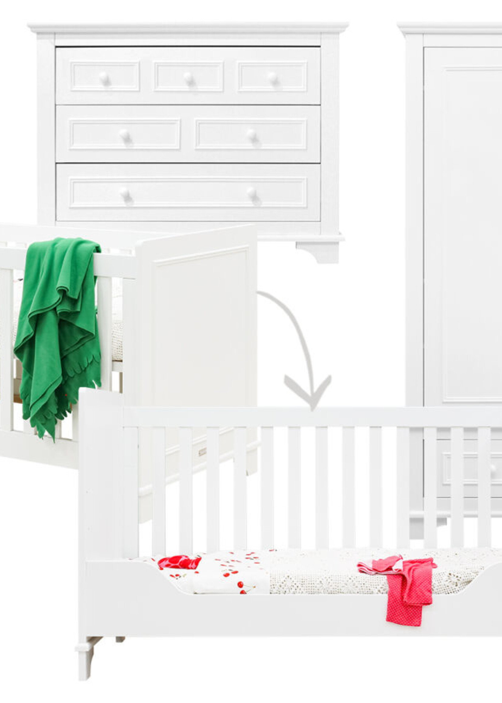 BOPITA Bed 70x140cm + Commode + Kast Charlotte wit
