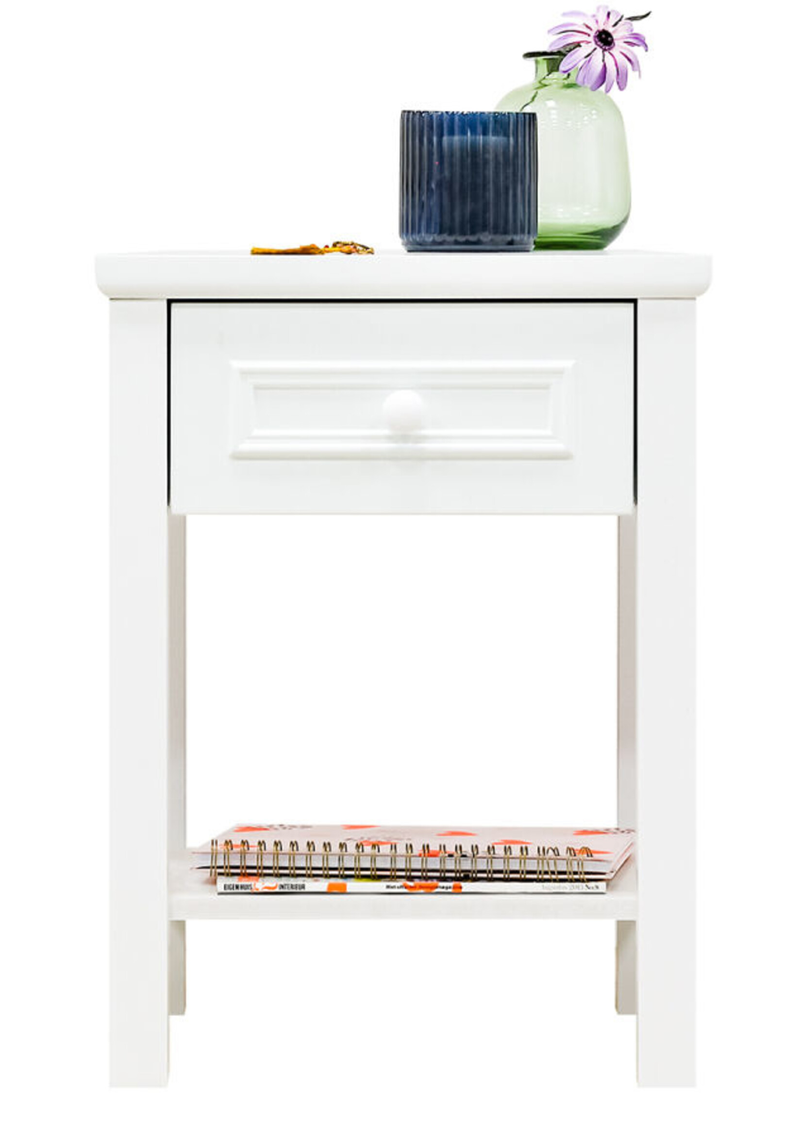 BOPITA Table de chevet Charlotte blanc