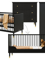 BOPITA Bed 70x140cm + Chest of drawers + Closet Cloë black