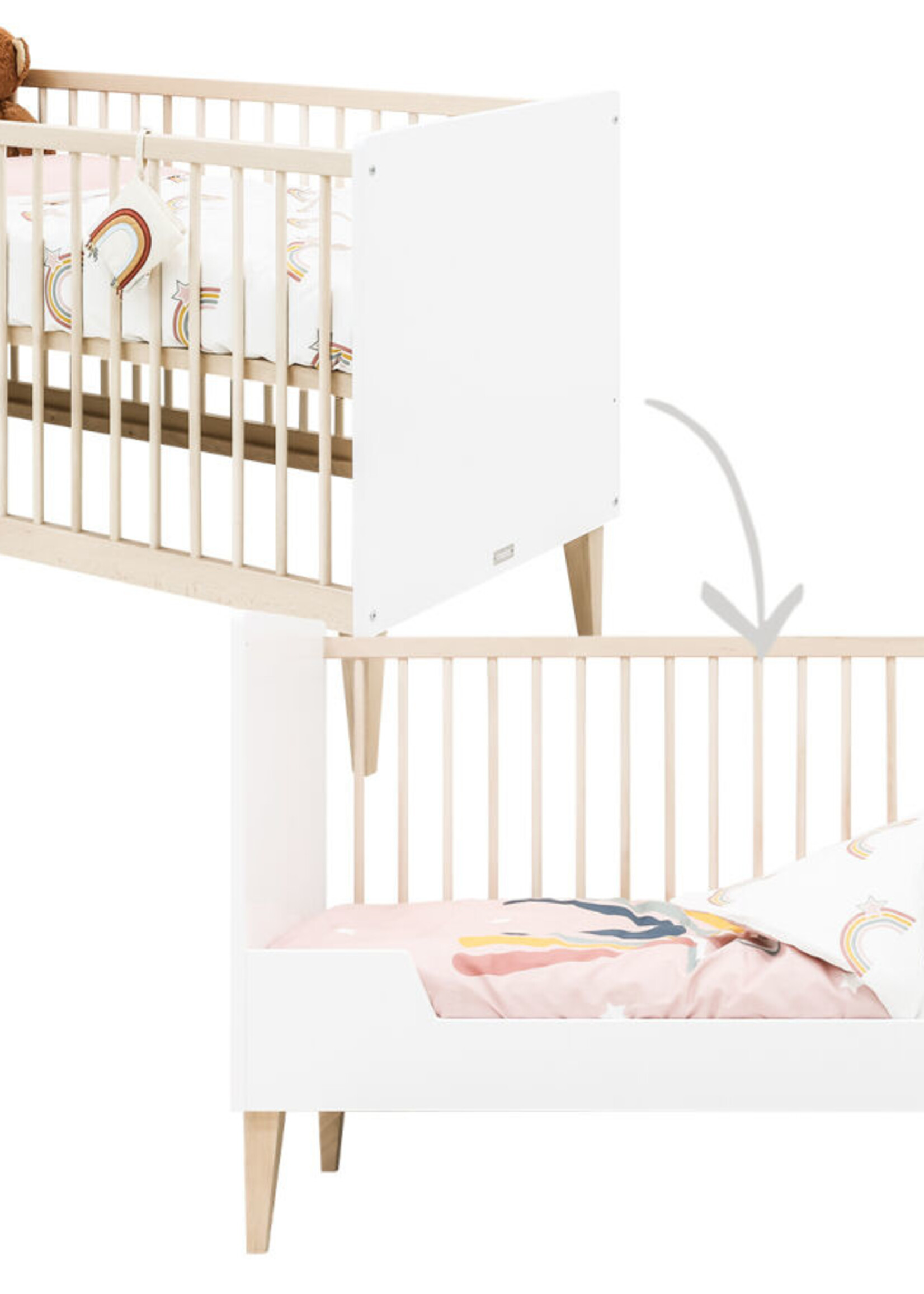 BOPITA Bed 70x140cm Indy wit / naturel