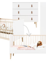 BOPITA Bed 70x140cm + Chest of drawers + Closet Indy white / natural