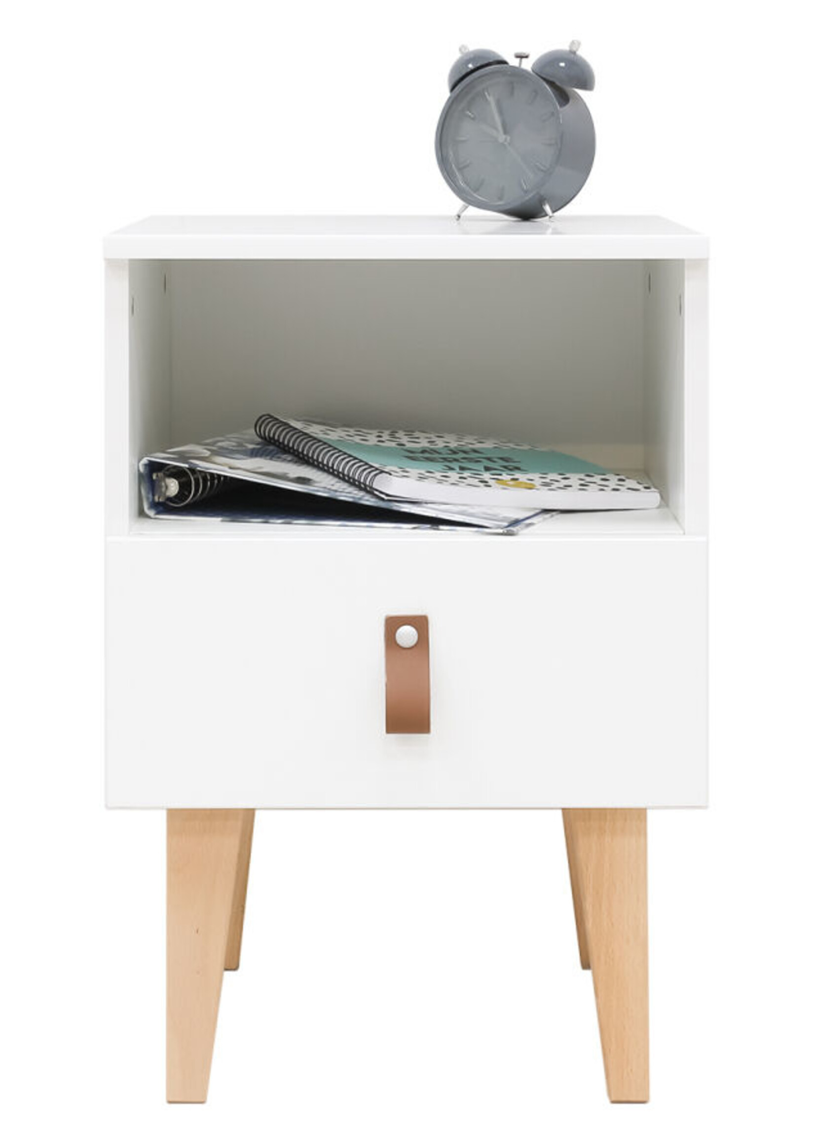 BOPITA Table de chevet Indy blanc / naturel