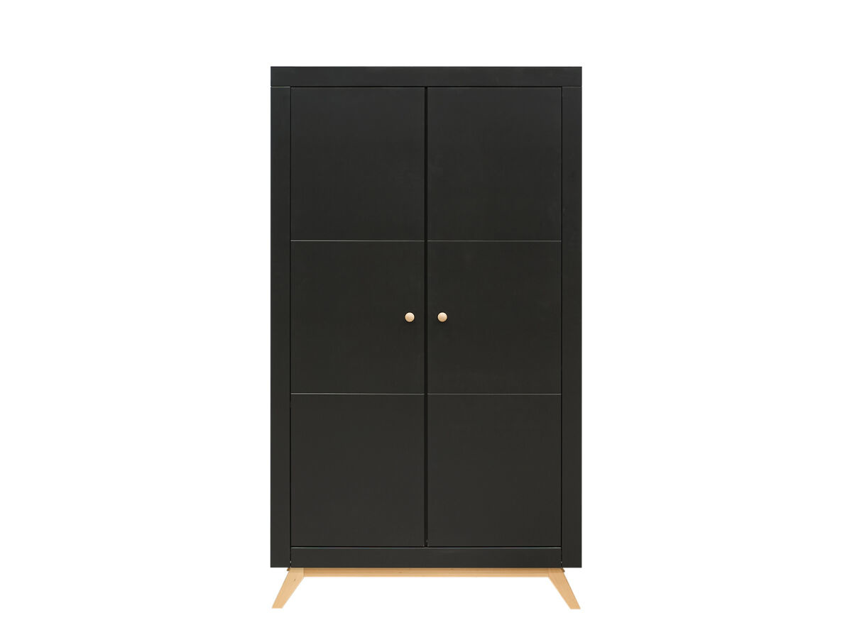 BOPITA Bed 60x120 + Chest of drawers + Closet Nora black / natural