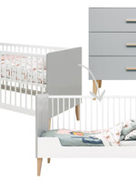 BOPITA Bed 70x140cm + Dresser Emma white / grey