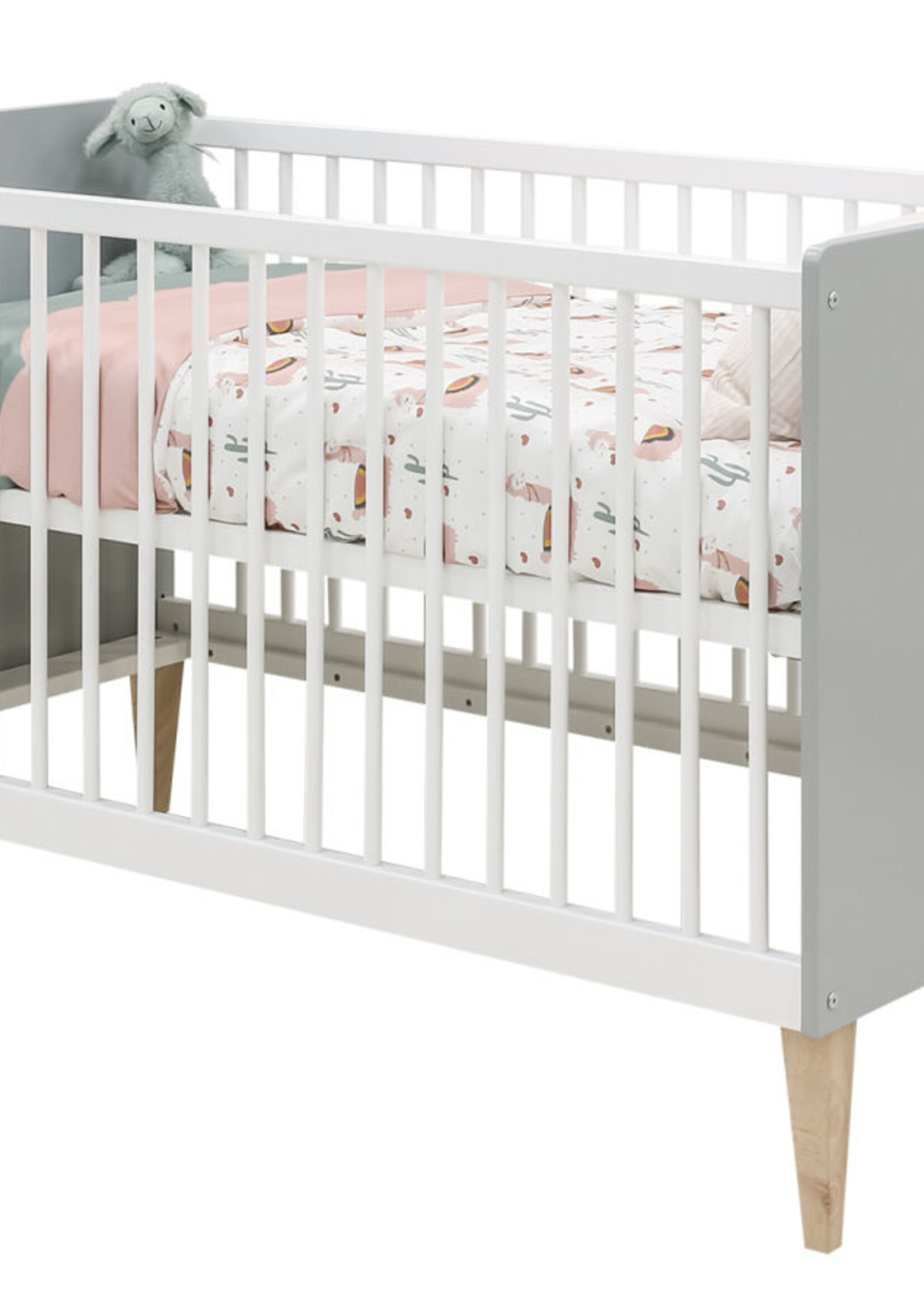 BOPITA Bed 70x140cm + Dresser Emma white / grey