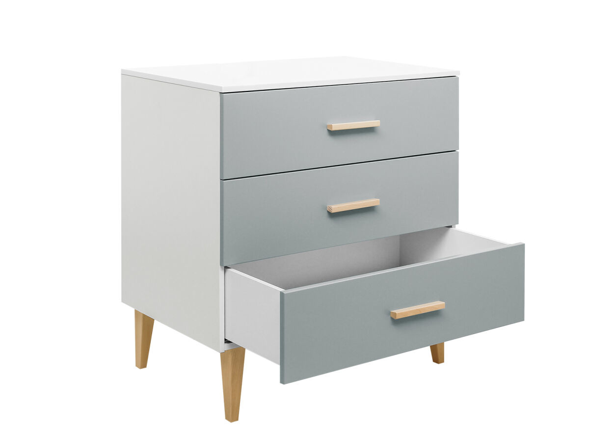 BOPITA Bed 60x120cm + Chest of drawers + Closet Emma white / grey